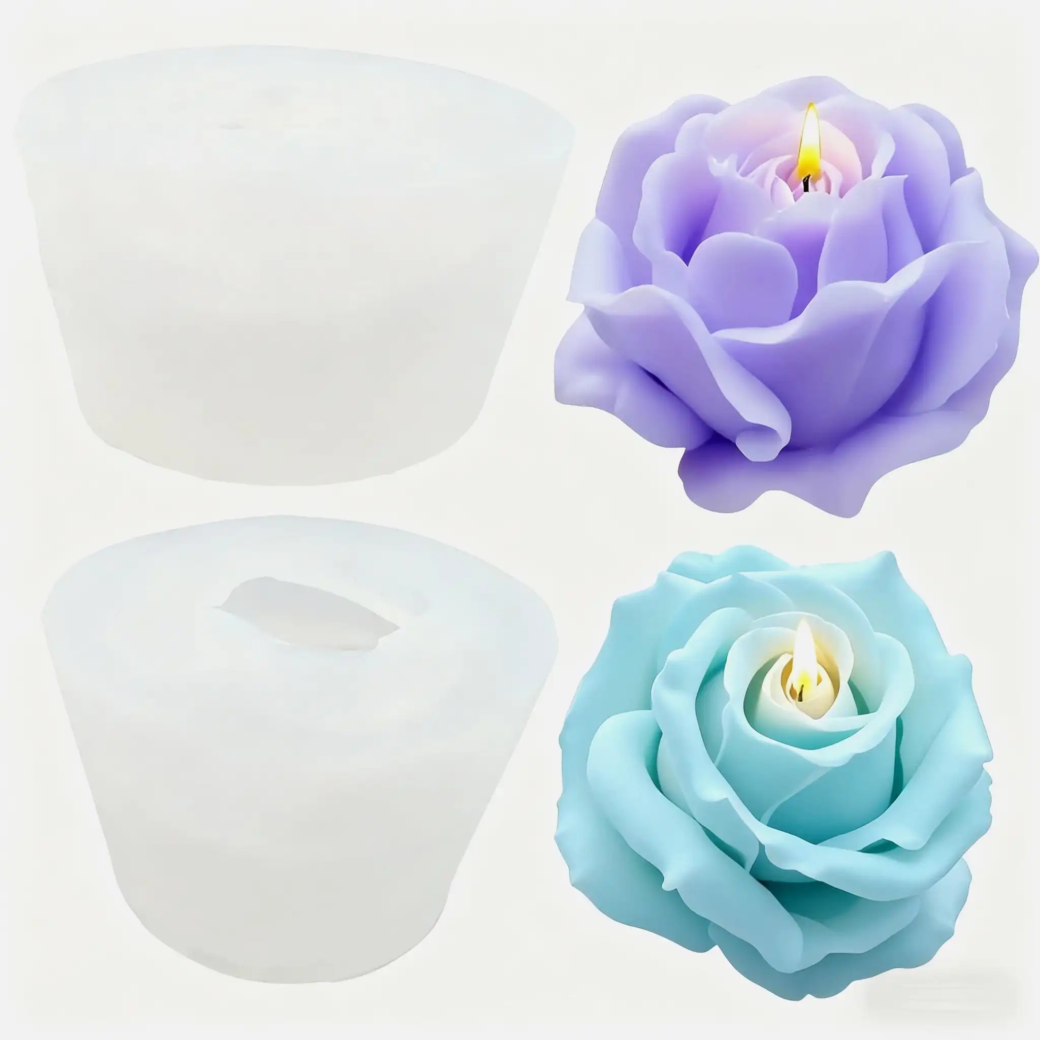 Soap Making Recipes - قطعتان من قوالب شموع السيليكون الوردية
