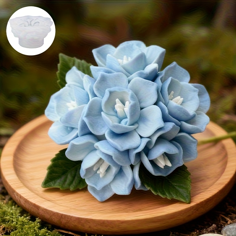 Soap Making Molds - قالب سيليكون على شكل شمعة هيدرانجيا،