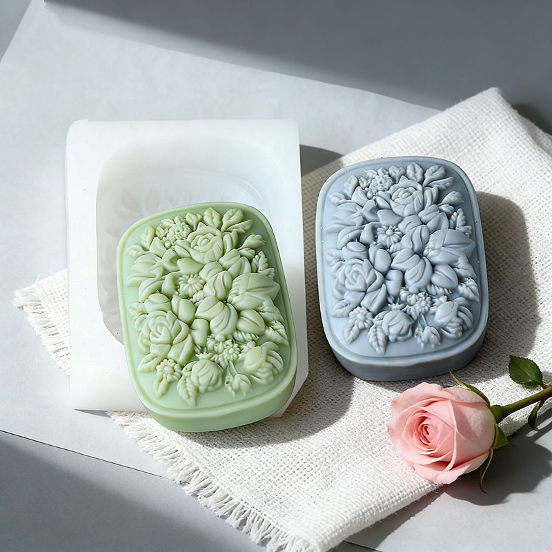 Soap Making At Home - قالب صابون سيليكون مربع الشكل بنقش